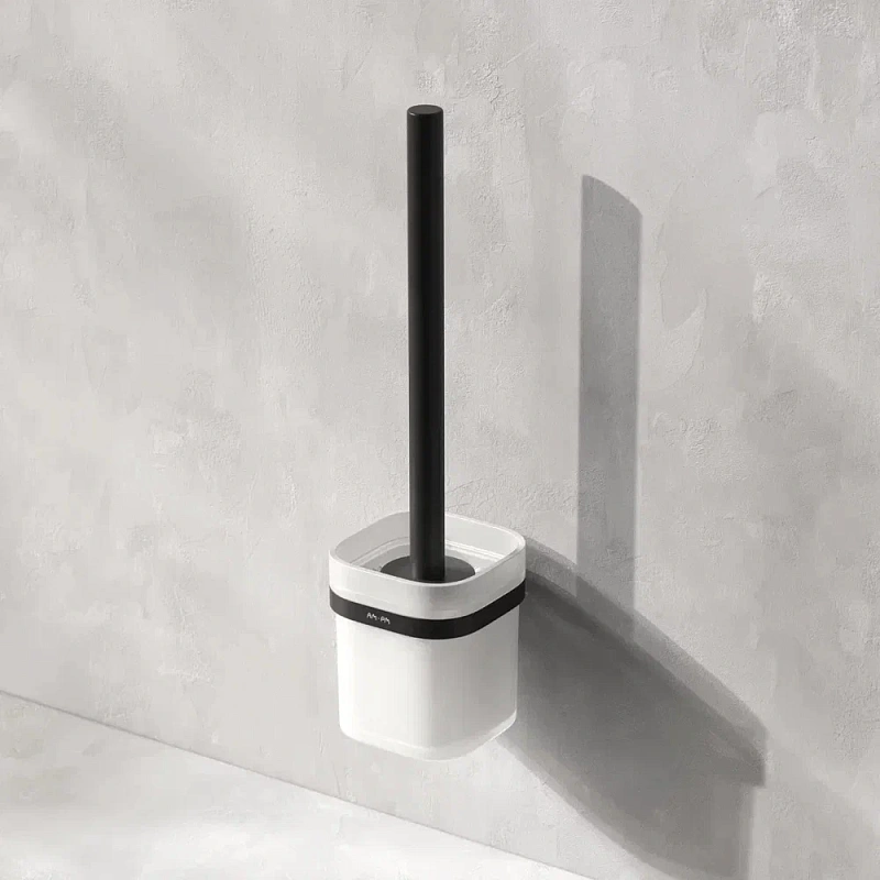 Ершик для унитаза AM.PM Func A8F33322 со стеклянной настенной подставкой, черный