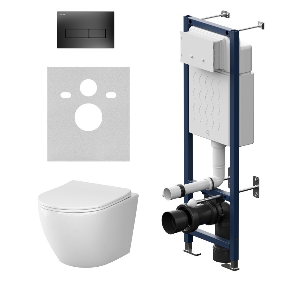 Инсталляция ErgoFit с подвесным унитазом AquaSpin 2.0 и клавишей Like IS110338.801901, Синий; белый; черный