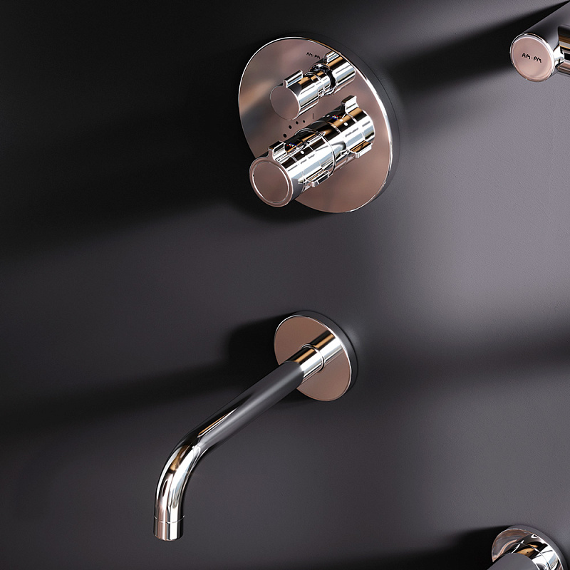 Встраиваемая душевая система AM.PM X-Joy FT85A3RH40 хром: тропический верхний душ, излив с душевой лейкой, термостат