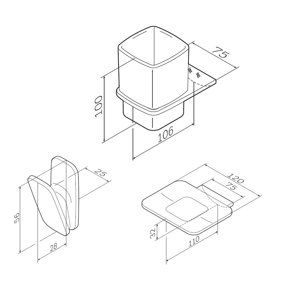 Набор аксессуаров для зоны красоты, черный Inspire V2.0 AK50B1003B, Черный