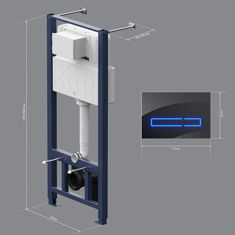Инсталляция для подвесного унитаза AM.PM Pro I012704.50A38 с сенс. клавишей черный глянец