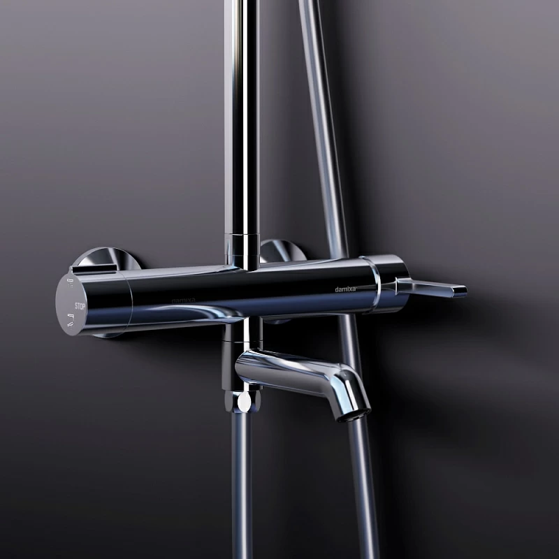 Душевая система Damixa Scandinavian Pure 936740000 стойка с тропическим душем, смесителем, изливом, хром