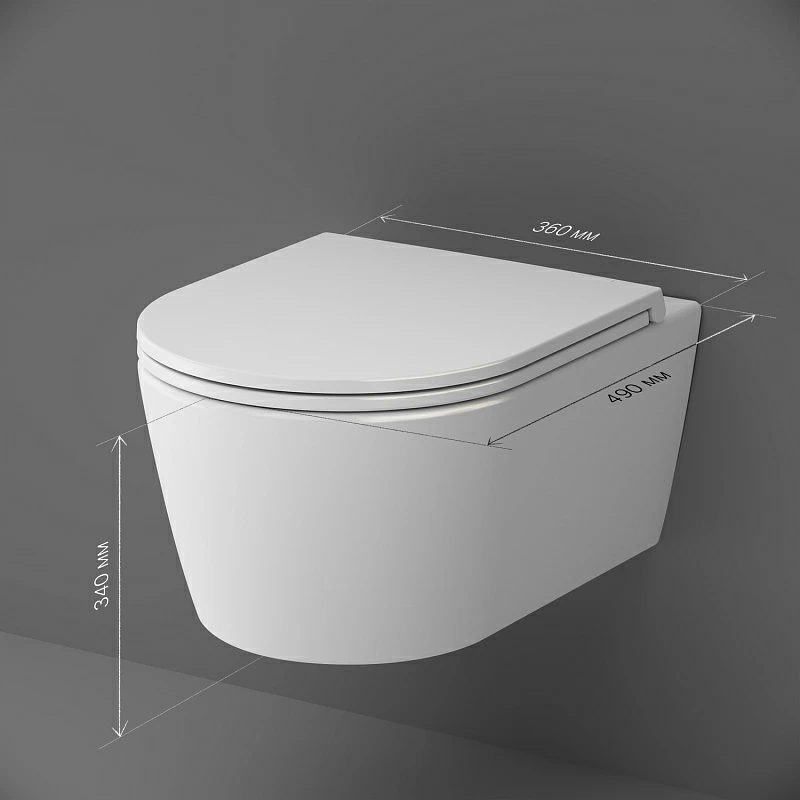 Унитаз подвесной AM.PM Func C8F1700SC (глубина 49 см) безободковый с сиденьем микролифт, белый