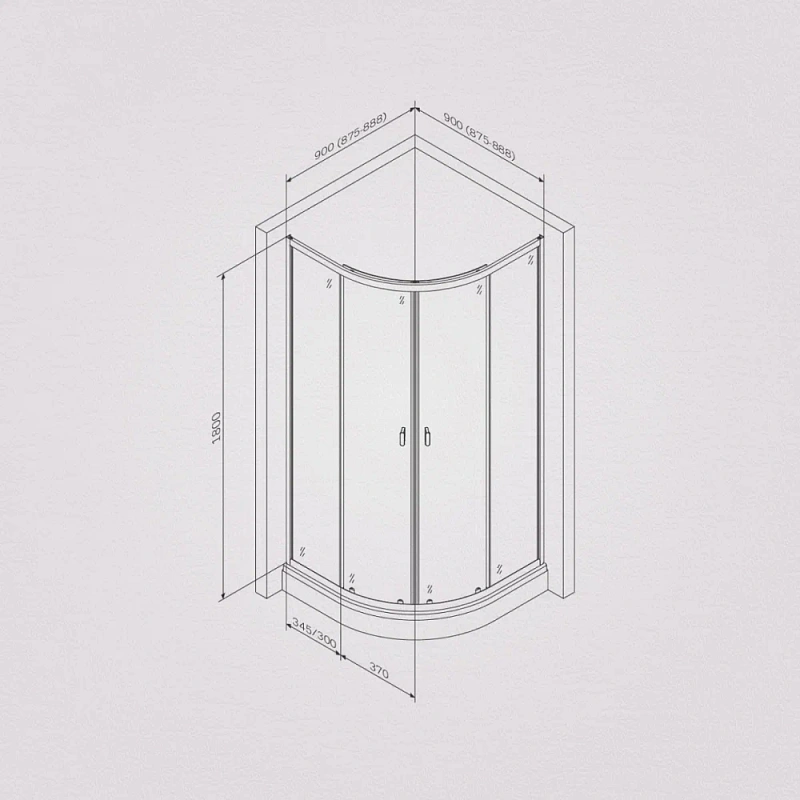 Душевое ограждение без поддона 90x90 AM.PM X-Joy W88G-205-090BT64 профиль черный матовый