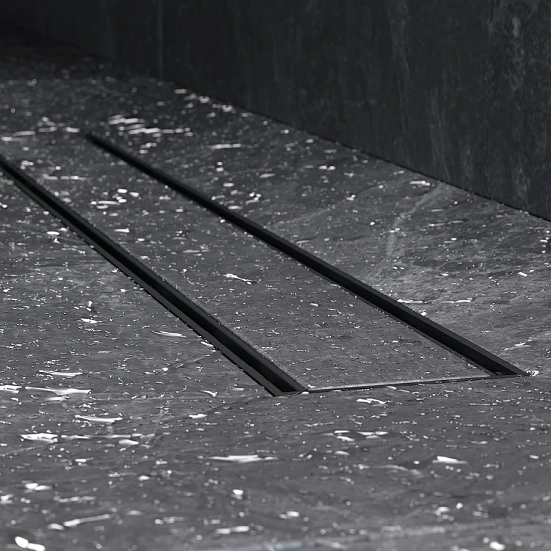 Душевой трап (лоток) 60 AM.PM PrimeFlow W02SC-U11-060-04BM комбинированный затвор с черной матовой решеткой под плитку