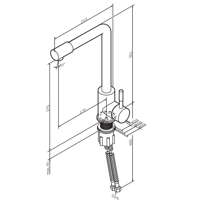 Смеситель для кухни AM.PM X-Joy S F85B05000 высокий, хром