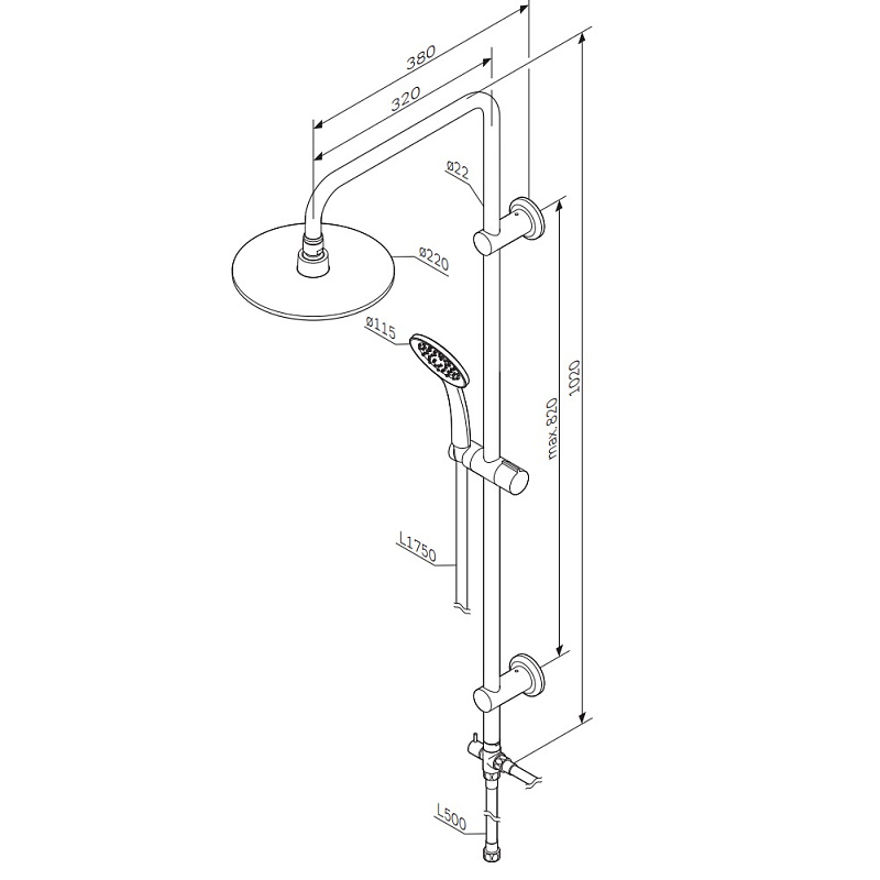 Душевая система AM.PM Crave F079C000 стойка с тропическим душем, хром