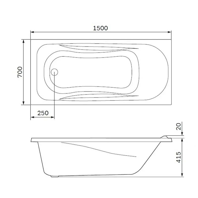 Ванна акриловая 150x70 AM.PM Force W9FA-150-070W-A