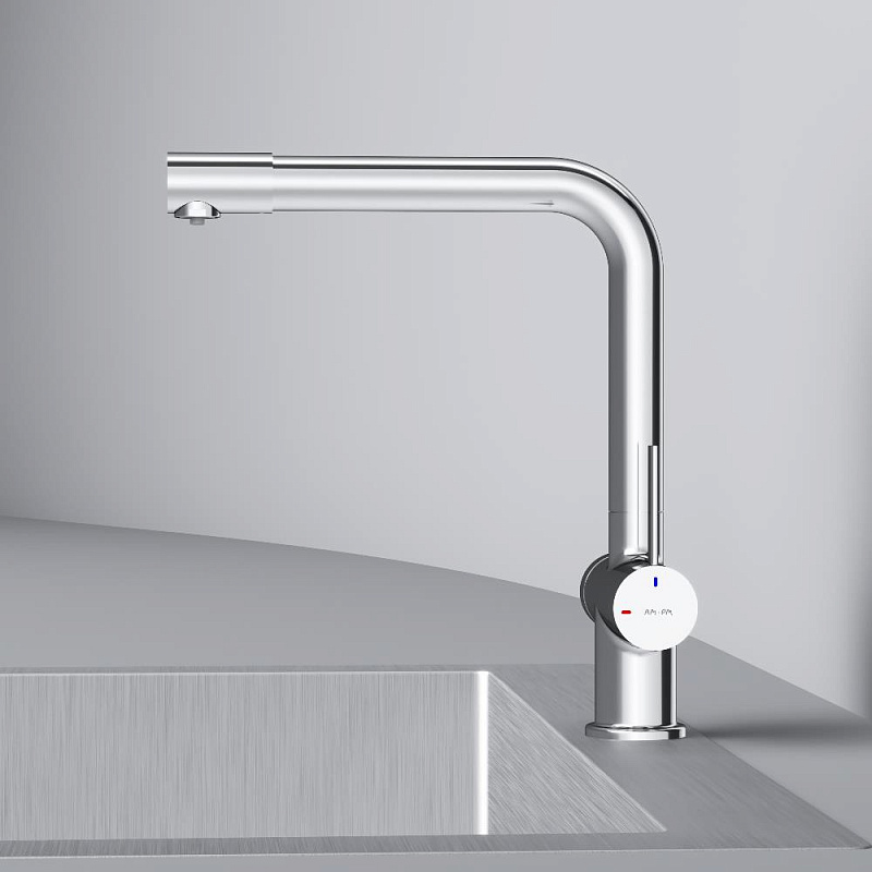 Смеситель для кухни AM.PM Func F8F05700 высокий с L-изливом с каналом для питьевой воды, хром