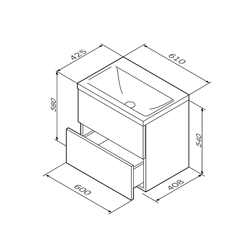 Тумба под раковину 60 AM.PM Gem M90FHX06022GM подвесная графит