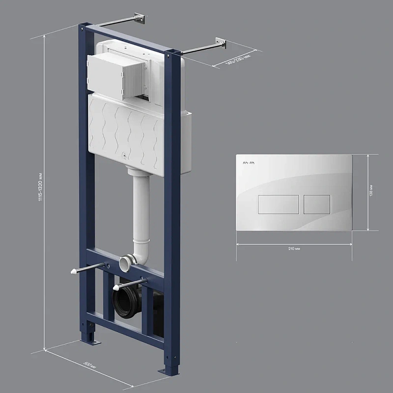 Инсталляция для подвесного унитаза AM.PM Pro I012704.7001 с пневм. клавишей белый глянец
