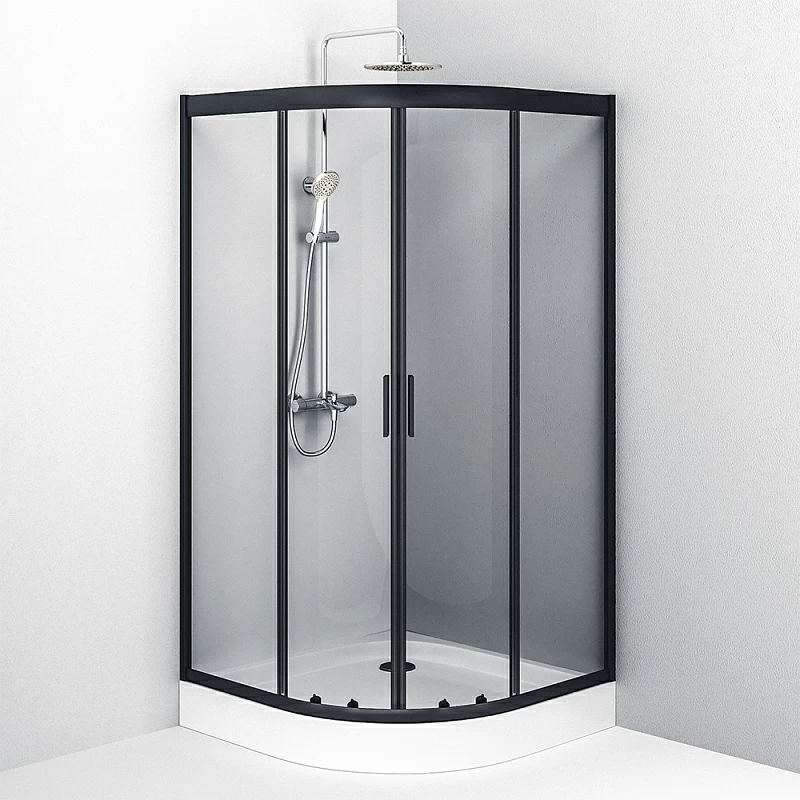 Душевое ограждение без поддона 100x100 AM.PM Gem W90G-401-100BT профиль черный матовый