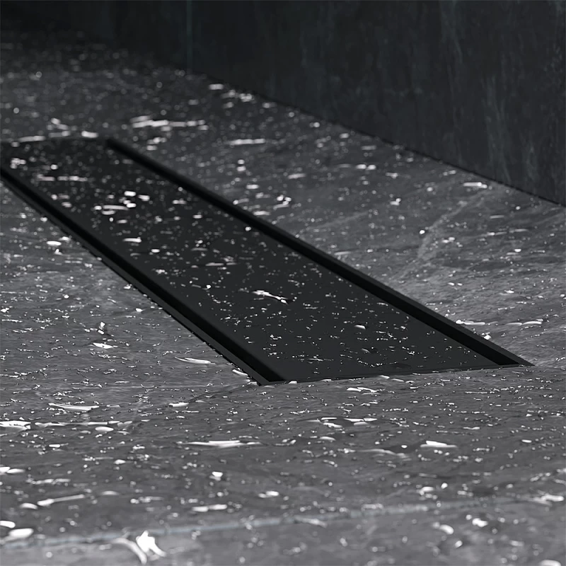 Душевой трап (лоток) 50 AM.PM PrimeFlow W02SC-U11-050-04BM комбинированный затвор с черной матовой решеткой под плитку