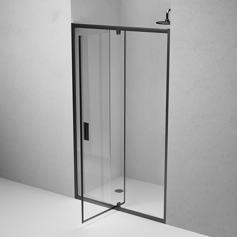 Душевая перегородка с дверью 120x195 AM.PM Gem W90G-120-1P-BT прозрачное стекло, профиль черный матовый