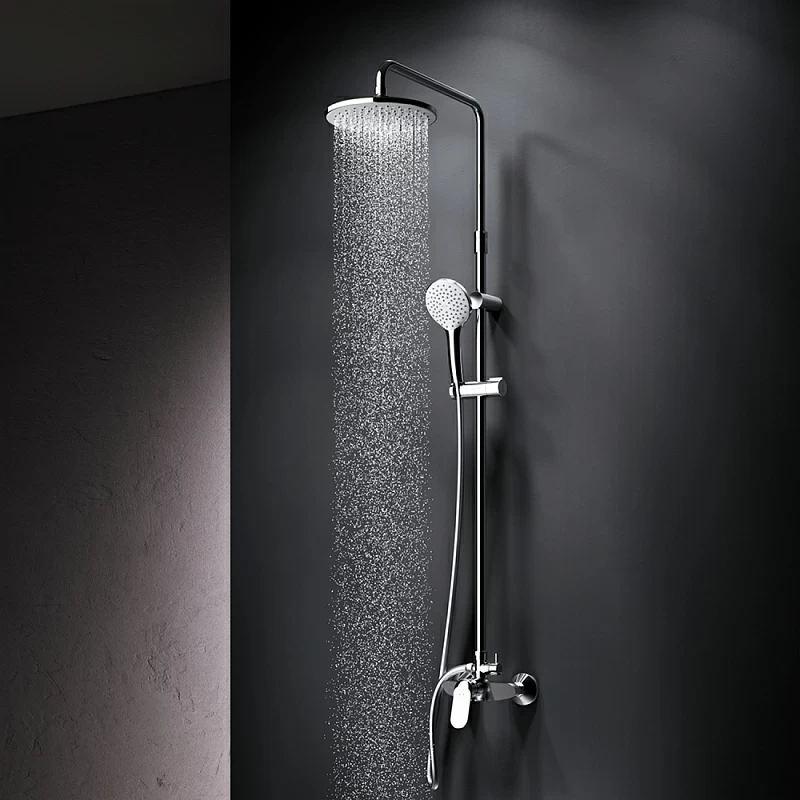 Душевая система AM.PM Sunny F0785C800 стойка с тропическим душем, смесителем, хром