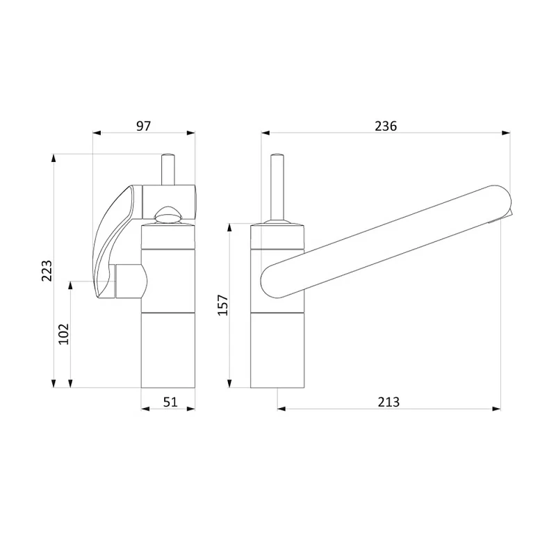 Смеситель для кухни Damixa Arc 290007464 3D с поворотным изливом, хром