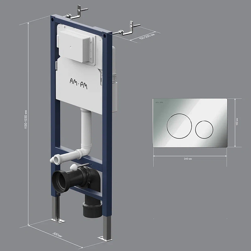 Инсталляция для подвесного унитаза AM.PM PrimeFit I012709.0151 с механ. клавишей L хром