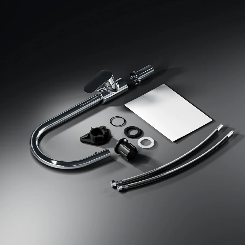 Смеситель для кухни AM.PM Like F8012000 высокий с выдвижным изливом, хром