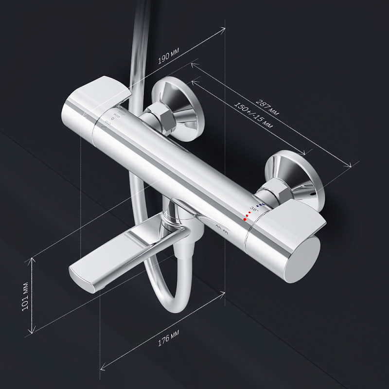 Смеситель для ванны и душа AM.PM X-Joy F85A50000 термостат, хром