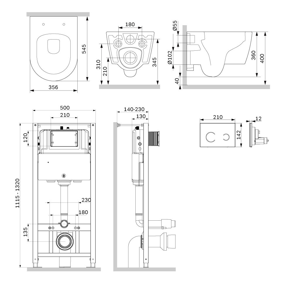 Инсталляция с подвесным унитазом Aquaspin и клавишей Touchless Func IS450B01.8F1901
