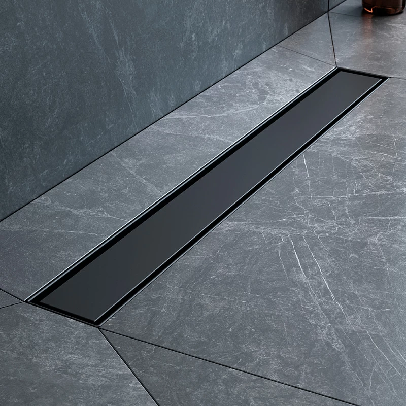 Душевой трап (лоток) 60 AM.PM MasterFlow W01SC-U11-060-04BM комбинированный затвор с черной матовой решеткой под плитку