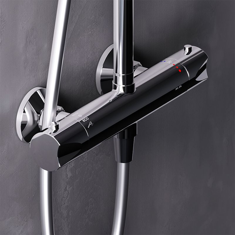 Душевая система AM.PM Crave F079C400 стойка с тропическим душем, термостатом, смесителем, хром