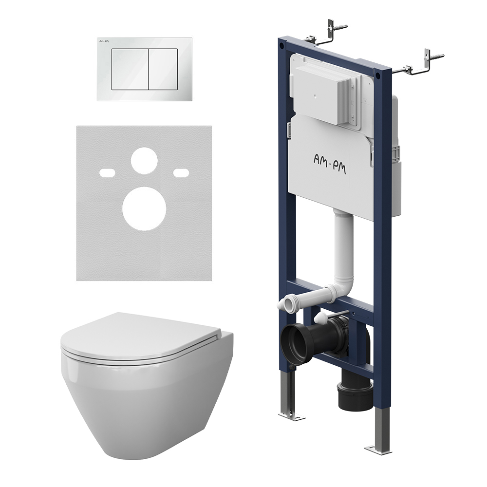 Инсталляция PrimeFit с подвесным унитазом Aquaspin и клавишей Spirit V2.0 IS90201.701900, Синий, белый