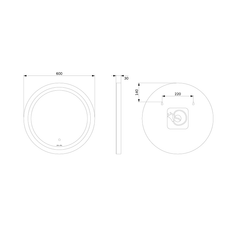 Зеркало с подсветкой в ванную круглое 60 AM.PM X-Joy M85AMOX0601WG сенсорное