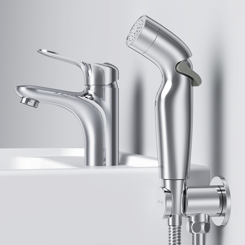 Смеситель для раковины (умывальника) AM.PM Sunny F85C03000 с гигиеническим душем, хром