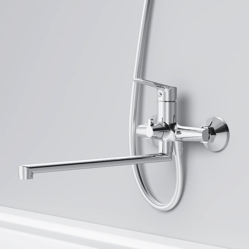 Смеситель для ванны и душа AM.PM Crave F9C90200 длинный излив, хром