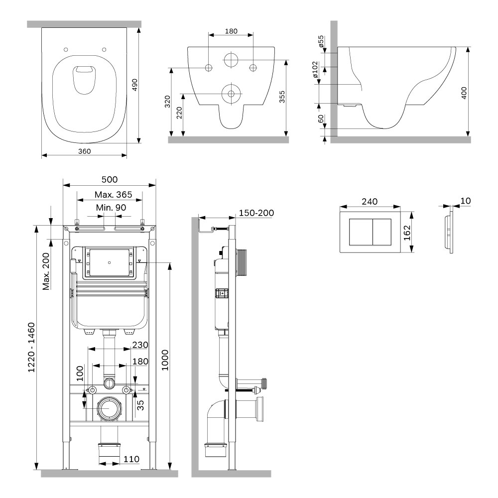 Инсталляция MasterFit с подвесным унитазом Aquaspin и клавишей Above IS130201.9X1900, Синий, белый