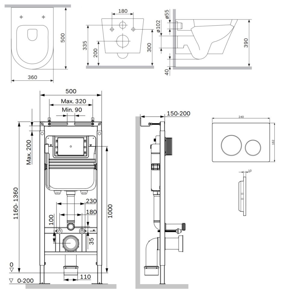 Инсталляция MasterFit с подвесным унитазом Aquaspin и клавишей X-Joy IS130101.851900, Синий, белый