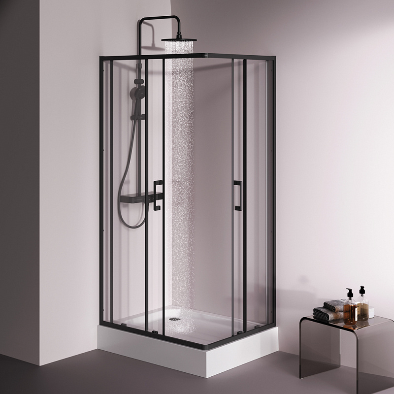 Душевое ограждение без поддона 100x80 AM.PM Above W9XG-403-10080-BT профиль черный