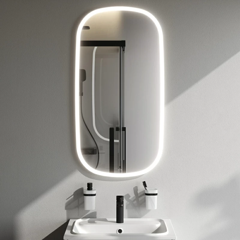 Зеркало с подсветкой в ванную закругленное 55 AM.PM Func M8FMOX0551WGH сенсорное