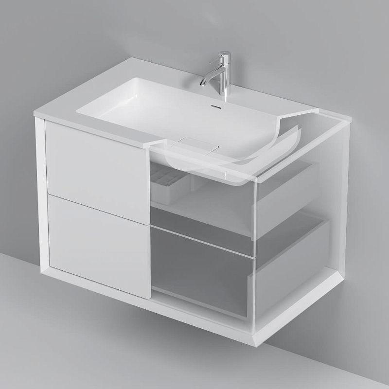 Тумба с раковиной 80 AM.PM Libre M60-FHX0802WM-WPC080SWM подвесная белая матовая