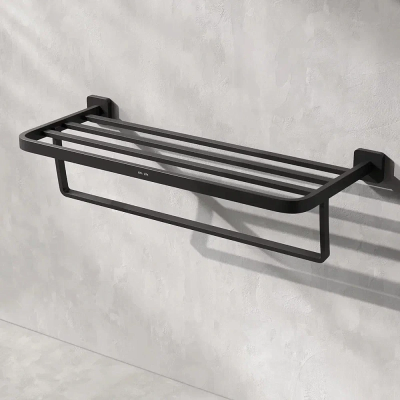 Полка для полотенец AM.PM Func A8F37722 с вешалкой, черная