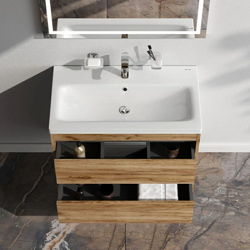 Тумба с раковиной 75 AM.PM Pulse M91-FHX0752OF-WCC0752WG под дерево