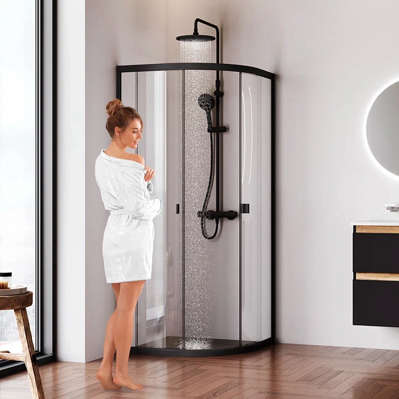 Душевое ограждение без поддона 80x80 AM.PM X-Joy W88G-205-080BT64 профиль черный матовый