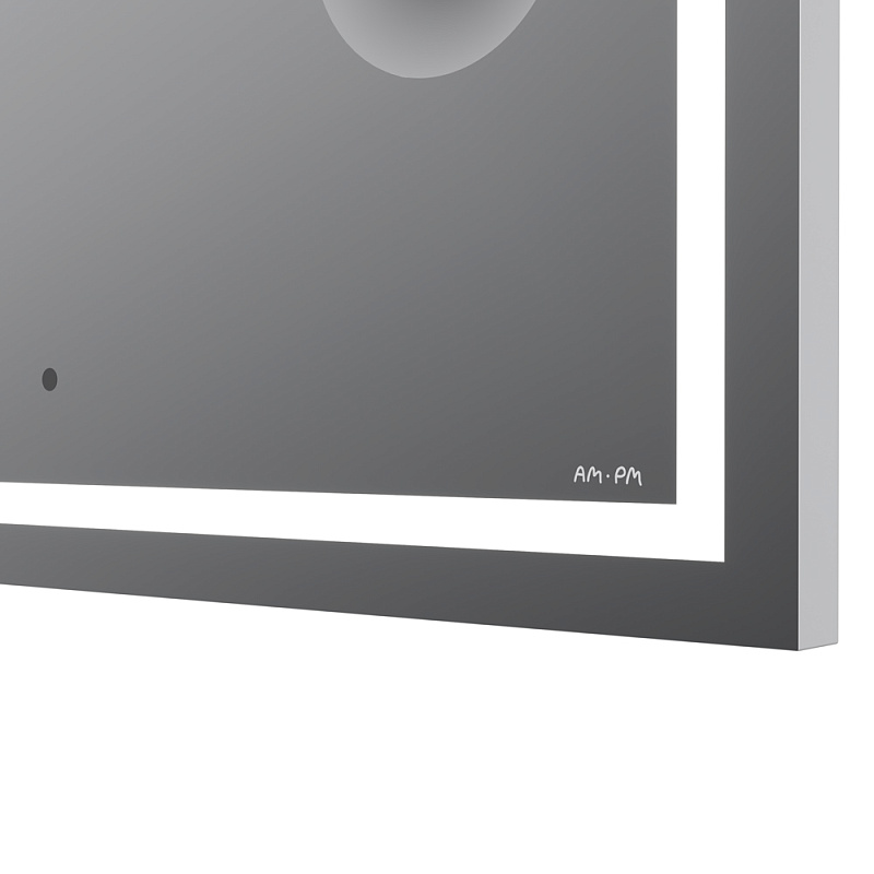 Зеркало с подсветкой в ванную прямоугольное 80 AM.PM Gem M91AMOX0803WG сенсорное с часами и косметическим зеркалом