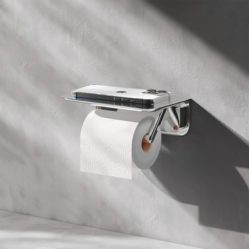 Держатель для туалетной бумаги настенный AM.PM Sensation A30341500 с полочкой, хром