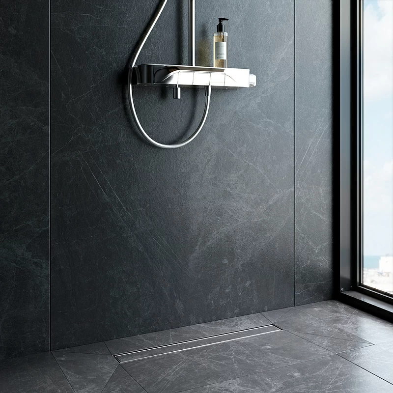 Душевой трап (лоток) 60 AM.PM MasterFlow W01SC-U11-060-04SB комбинированный затвор со стальной матовой решеткой под плитку