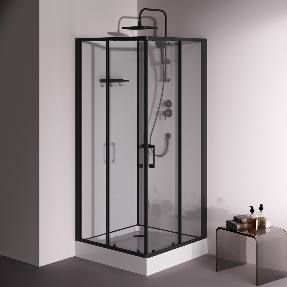 Душевая кабина 90x90 см, без гидромассажа Above W9XC-403-9090BT, Черный, белый, прозрачное