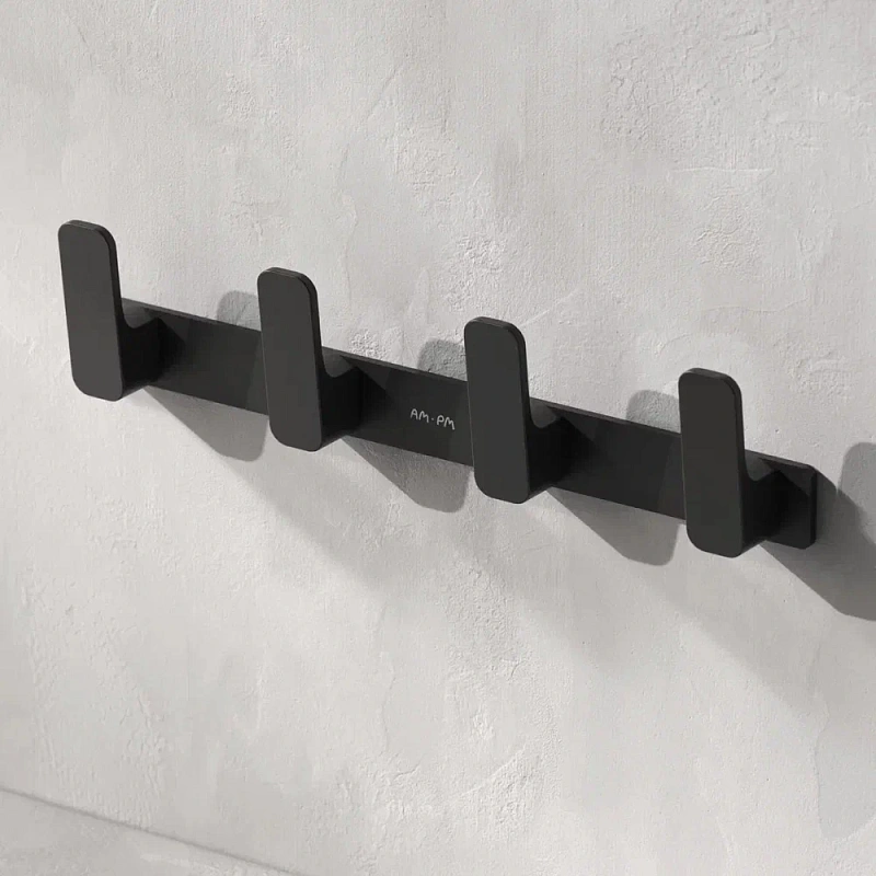 Крючки для полотенец AM.PM Func A8F35922 черная, 4 шт на планке