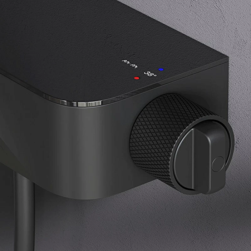 Душевая система AM.PM Func F078F322 стойка с тропическим душем, термостатом, смесителем, изливом, черная