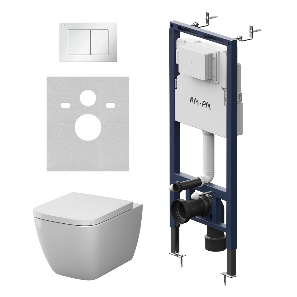 Инсталляция MasterFit с подвесным унитазом Aquaspin и клавишей Gem IS130201.901901, Синий, белый