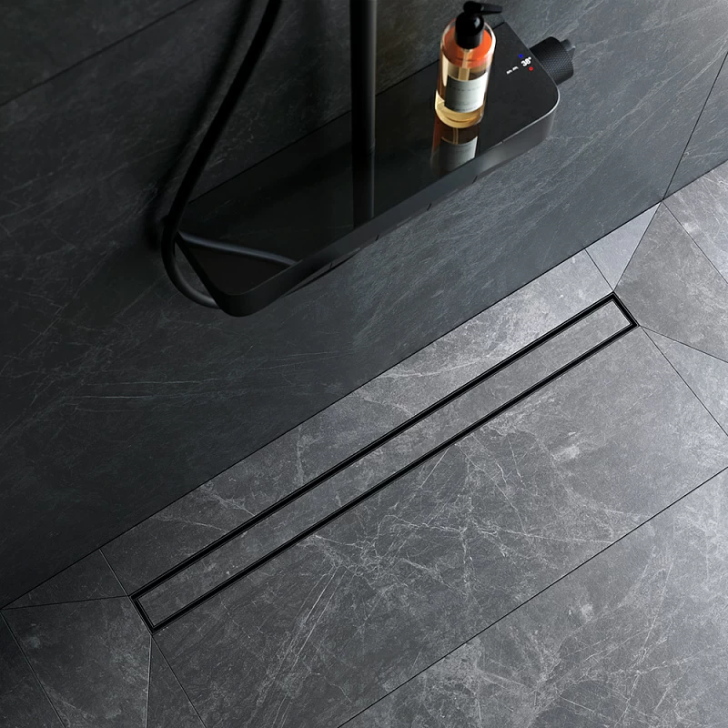 Душевой трап (лоток) 90 AM.PM MasterFlow W01SC-U11-090-04BM комбинированный затвор с черной матовой решеткой под плитку