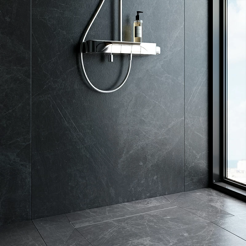 Душевой трап (лоток) 60 AM.PM PrimeFlow W02SC-U11-060-04SB комбинированный затвор со стальной матовой решеткой под плитку