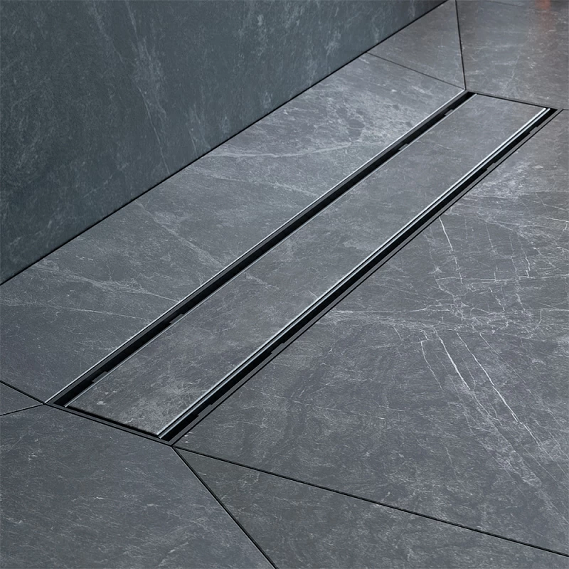 Душевой трап (лоток) 50 AM.PM PrimeFlow W02SC-U11-050-04BM комбинированный затвор с черной матовой решеткой под плитку