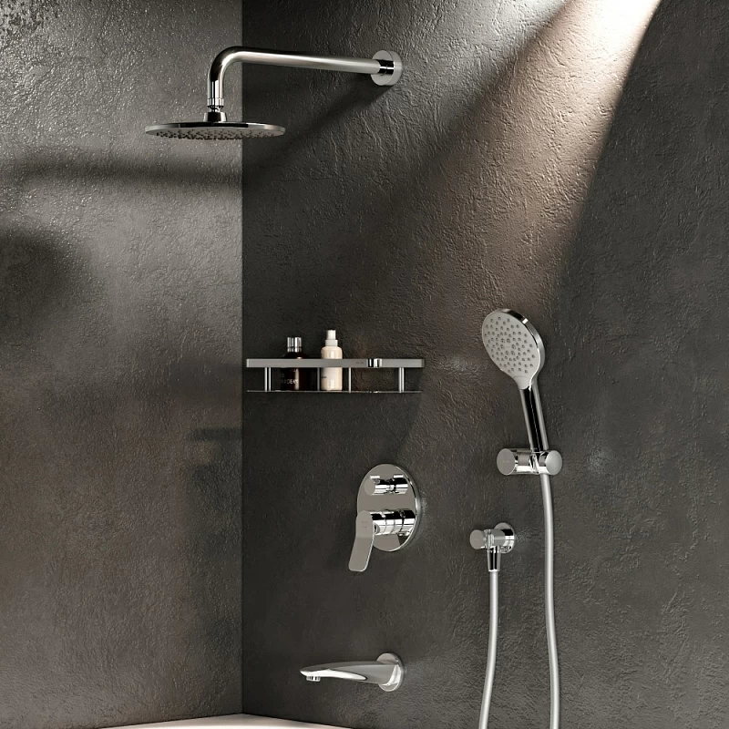 Встраиваемая душевая система AM.PM X-Joy FB85A3RH10 хром: тропический верхний душ, ручной душ, излив