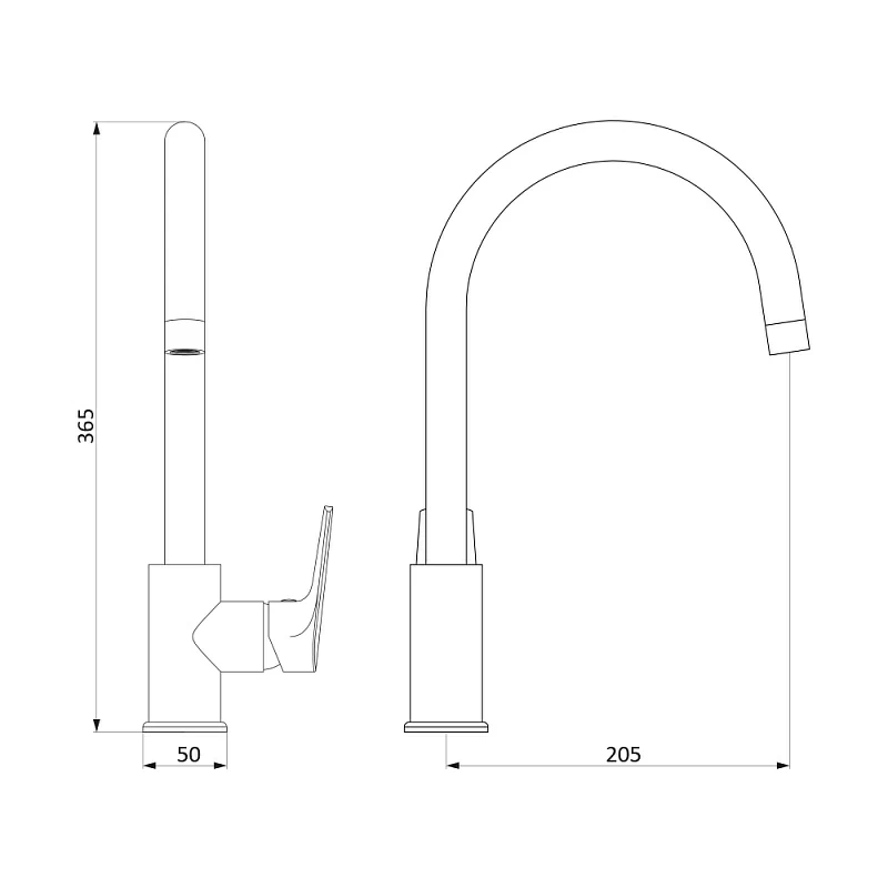 Смеситель для кухни Damixa Origin Balance 790720000 высокий, черный, с хромированным изливом